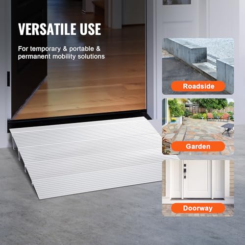 VEVOR Door Threshold Ramp, 6" Rise Door Ramp for Wheelchairs, Aluminum Threshold Ramp for Doorways Rated 800 lbs Load Capacity