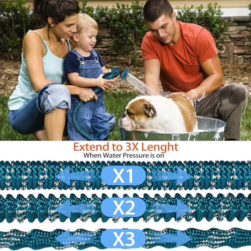 100 FT Expandable Garden Hose - 2024 Version, Lightweight, No-Kink Flexible Water Hose with 3/4" Solid Brass Fittings, Extra Strength Fabric