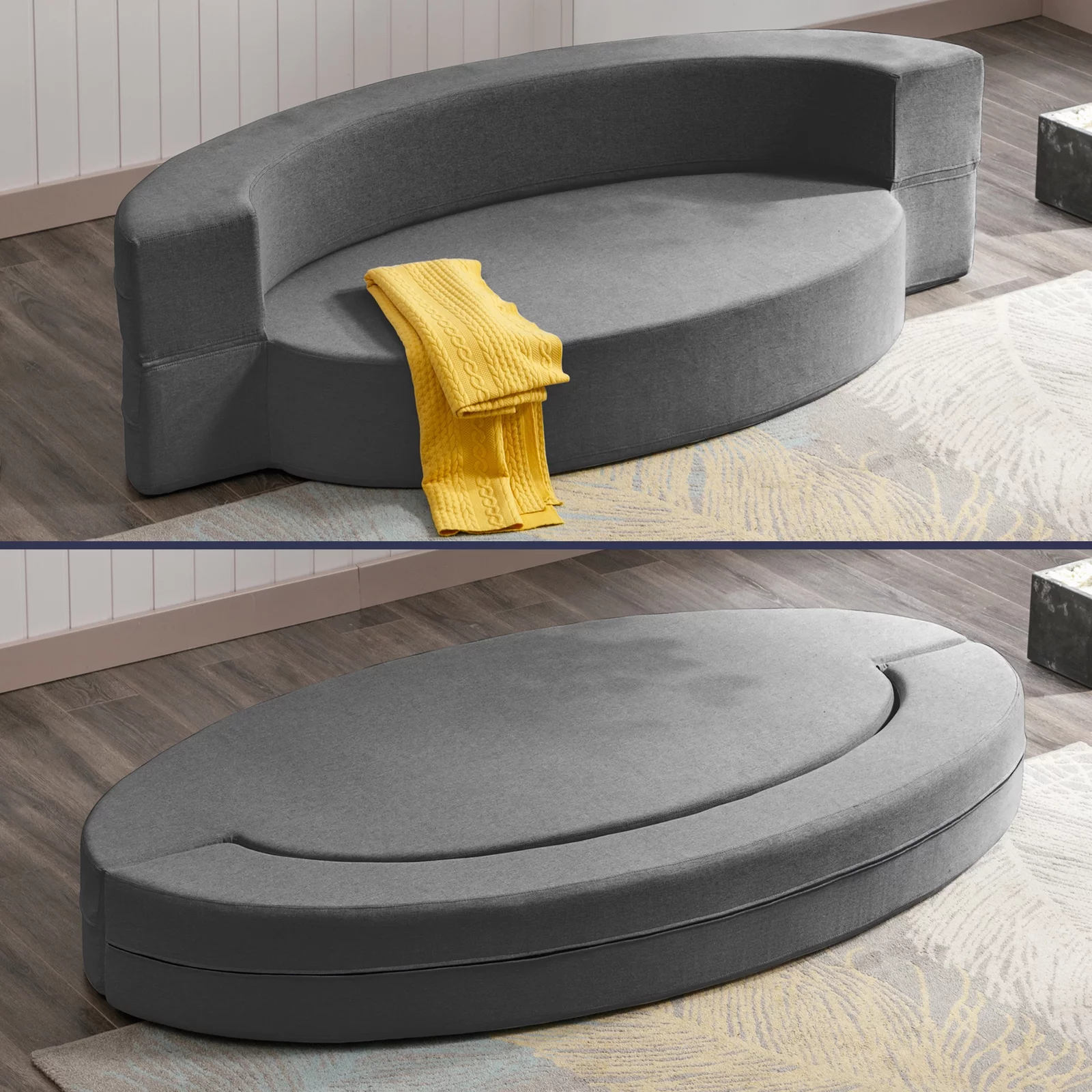 ZAFLY Folding Sofa Bed | Fold Out Futon Sleeper Chair Couch Guest Chaise Lounge | Floor Mattress | Modern Fold Down Sofa Couch with Linen Upholstery