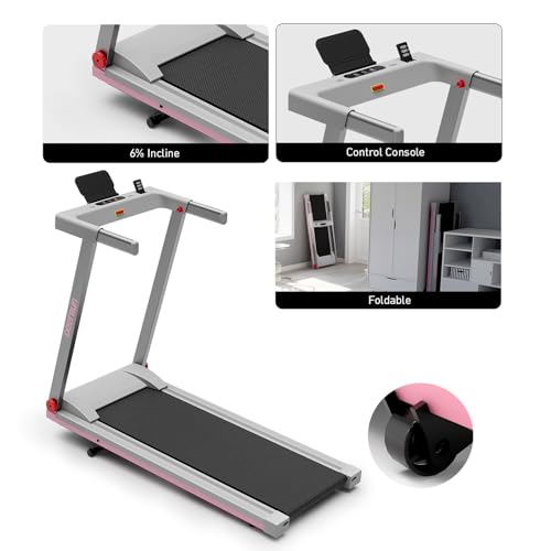 DeerRun Treadmills for Home with Incline and Handles, 3.5 HP Foldable Treadmill 350 LBS Weight Capacity for Small Spaces