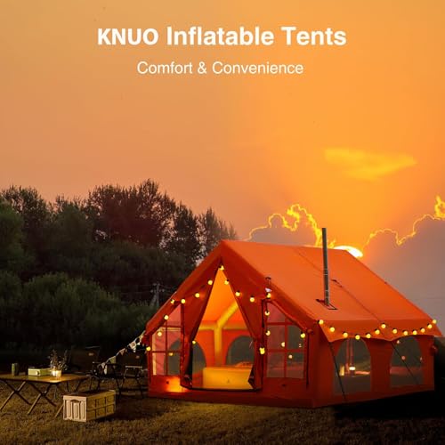 2025 Upgraded Waterproof Inflatable Camping Tent, Large Blow-Up Air Tent, No Assembly Needed Luxury Glamping House, Oxford Fabric