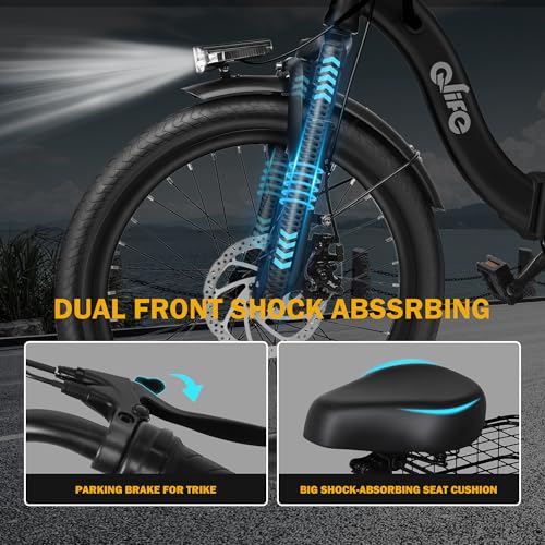 Triker Electric Bike, Peak 750W Brushless Motor Folding Trike Ebike, 468Wh Removable Battery, Step-Thru 3 Wheel Electric Bicycle, Up to 50 Miles