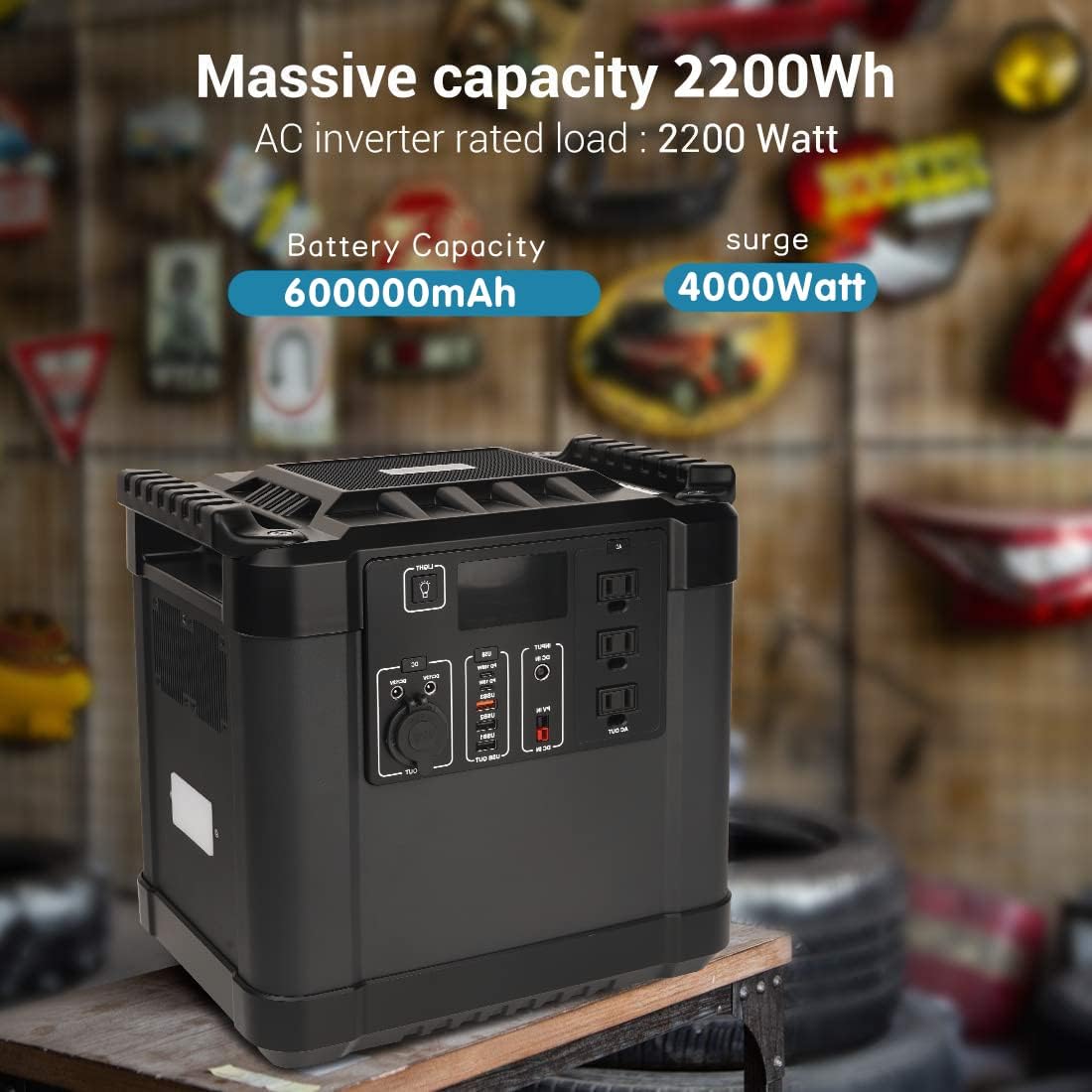 Fixnow Portable Power Station 2000W, 2220Wh Battery Backup Portable Generator with Lighting Flashlight, 250W Max Input, PD 100W