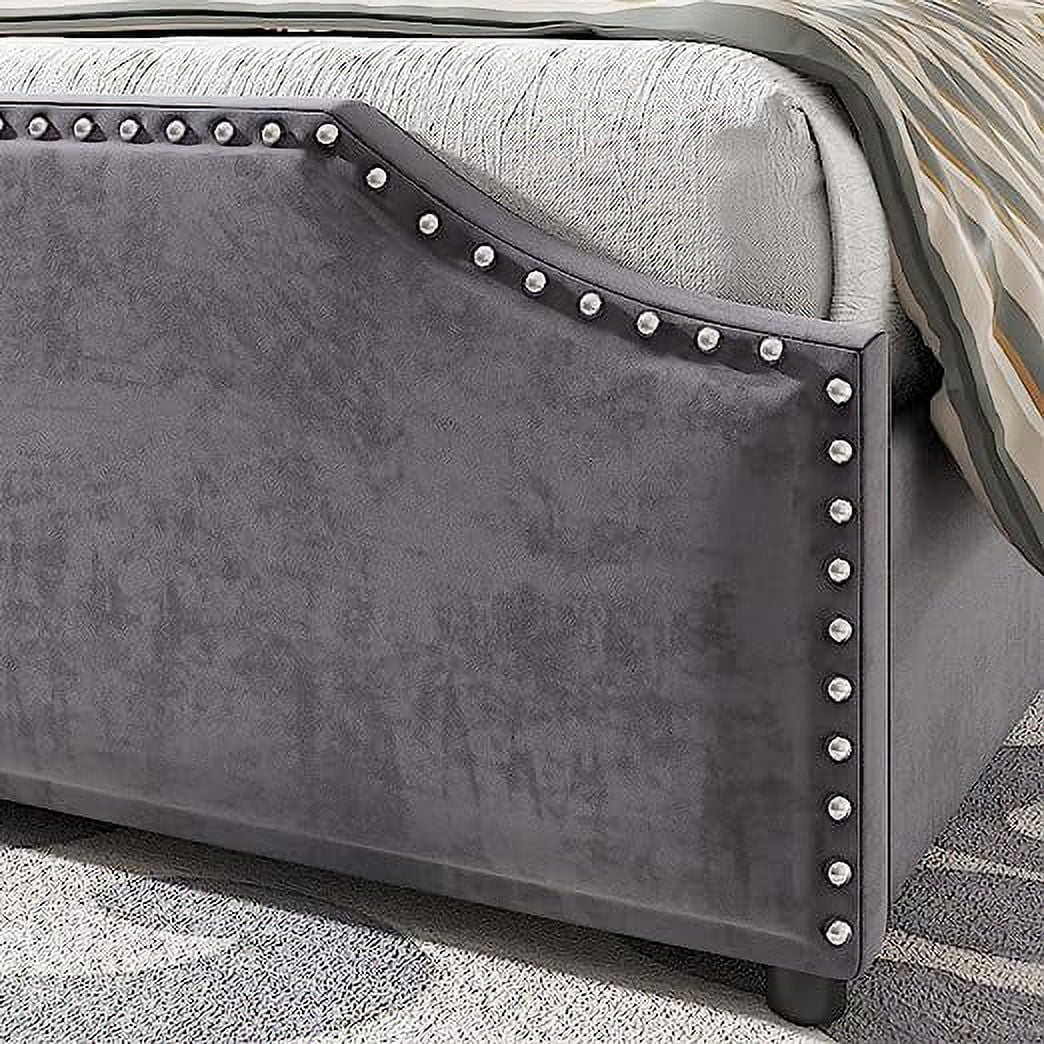 AMERLIFE King Size Bed Frame with 4 Storage Drawers and Headboard