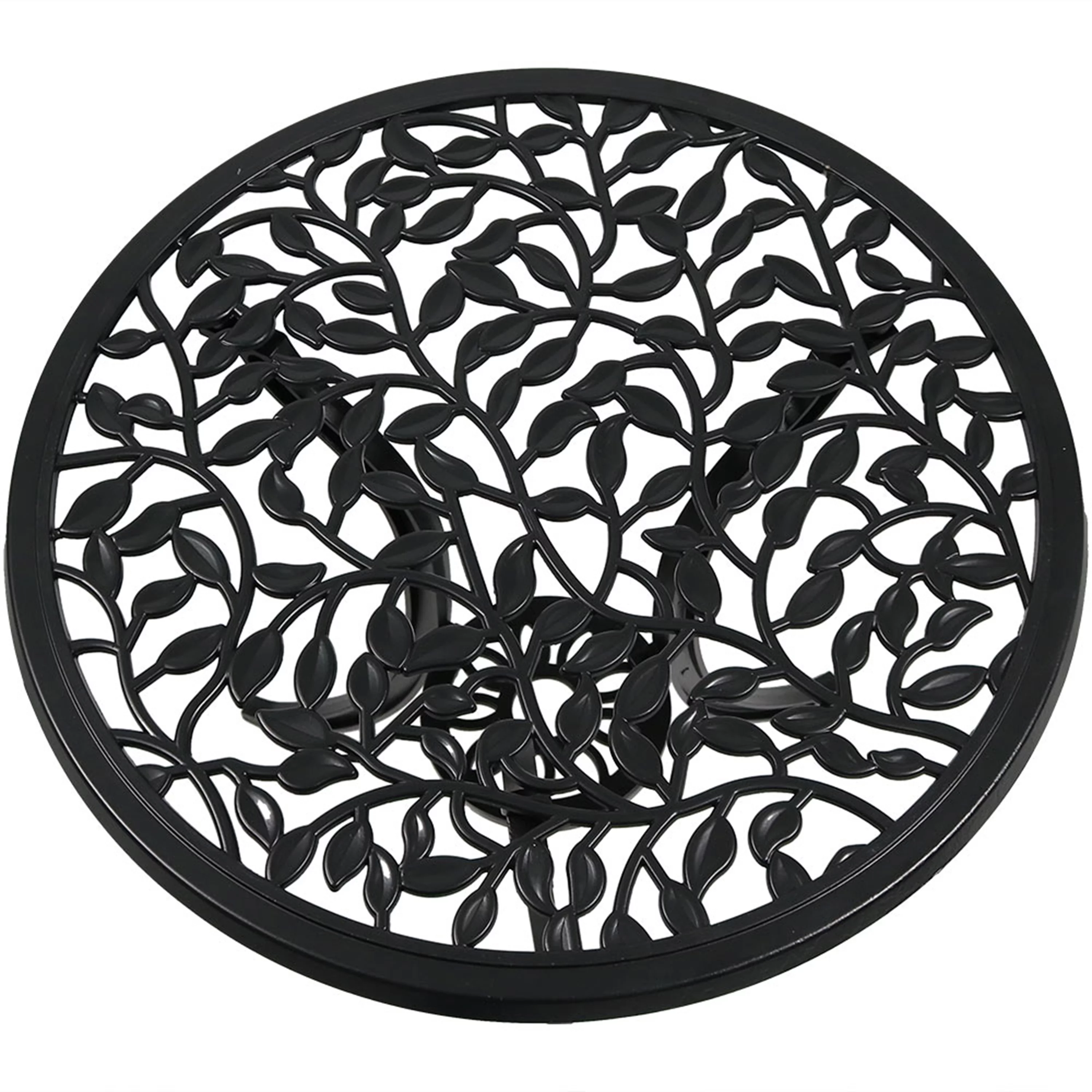 Sunnydaze Floral Design Cast Aluminum Outdoor Patio Bistro Set, Black, 3pc
