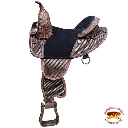 16 inch Hilason Western American Leather Trail Barrel Racing Horse Saddle, Brown