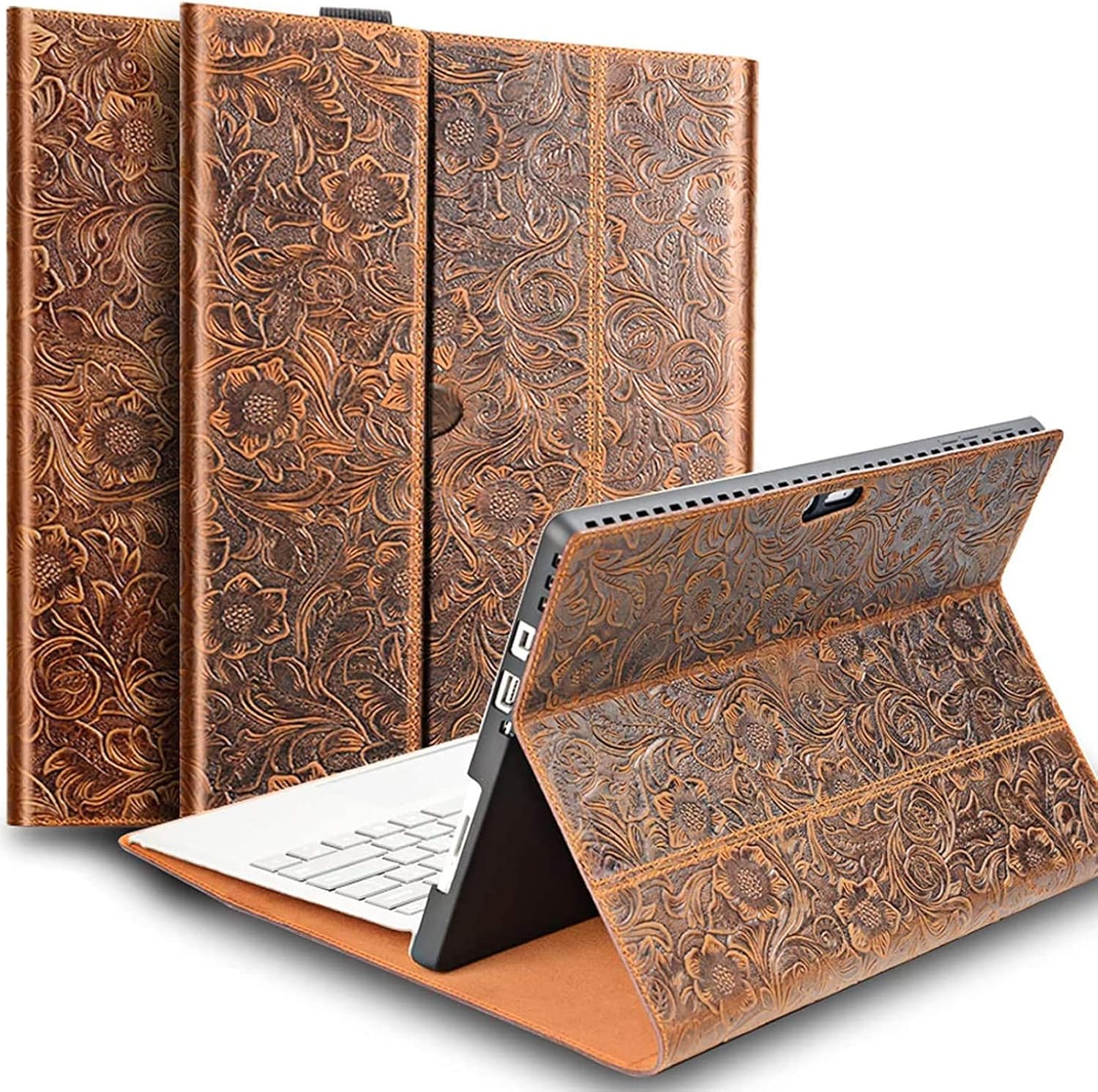Gexmil Leather Case for Surface Pro 7(2019)/Pro 6(2018)/Pro 5(2017)/Pro 4(2015) 12.3inch Tablet,Fits Keyboard and Kickstand,Genuine Leather Cover
