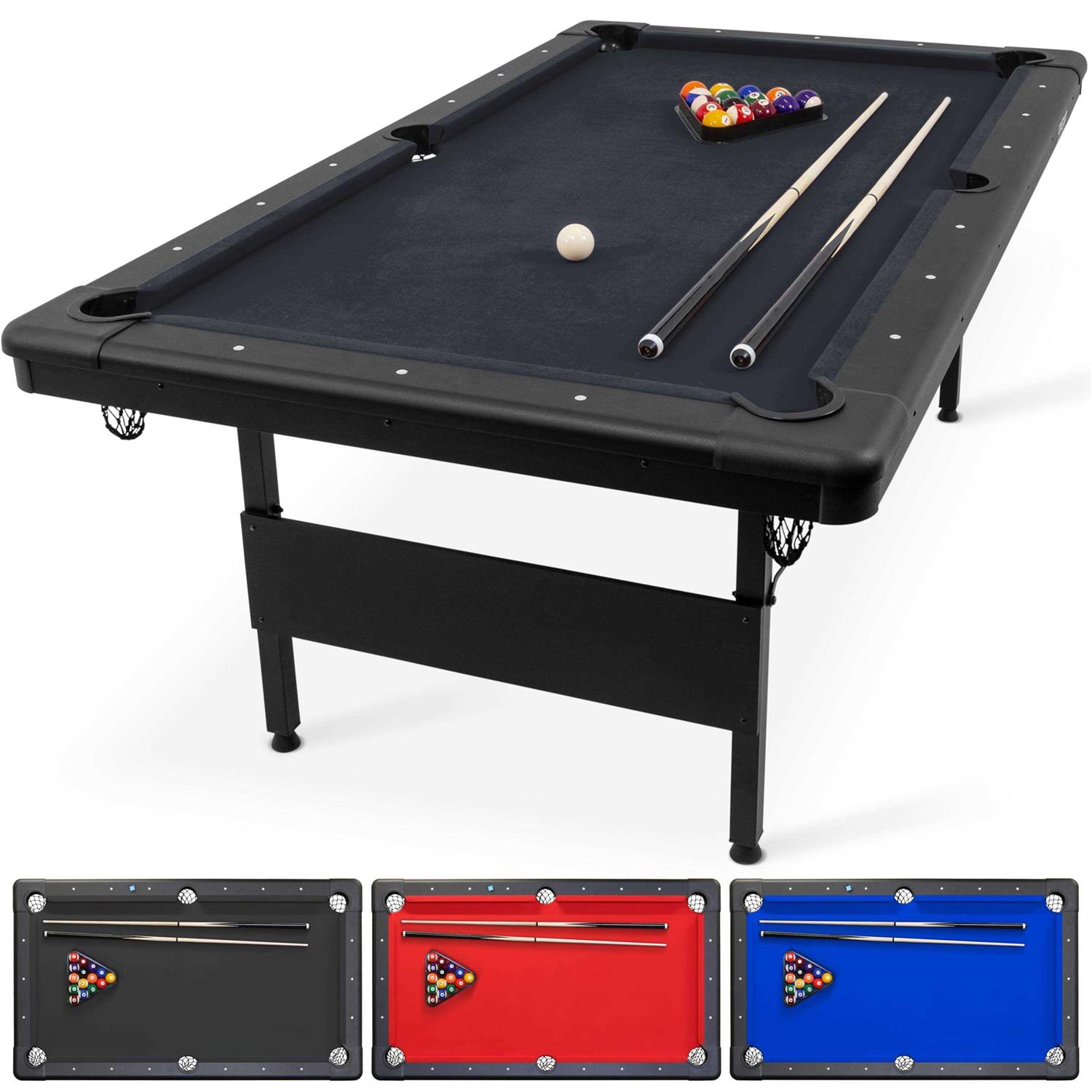 GoSports Billiards Table Portable Pool Table Includes Full Set of Balls 2 Cue Sticks Chalk and Felt Brush - Sports Supplies Online Store