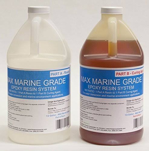Max Marine Grade Epoxy Resin System - 1 Gallon Kit - Wood Sealing, High Strength Fiberglassing Marine Applications, Composite Fa