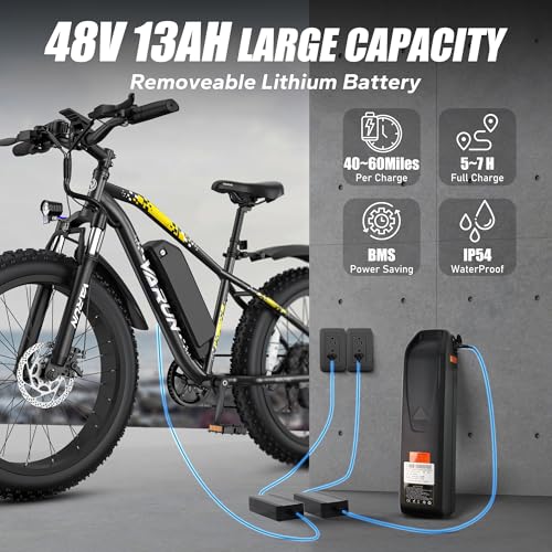 VARUN E Bikes for Men - Peak 750W Ebikes for Adults - Fat Tire Electric Bike Up to 25MPH 60+ Miles with 48V 13AH Removable Battery