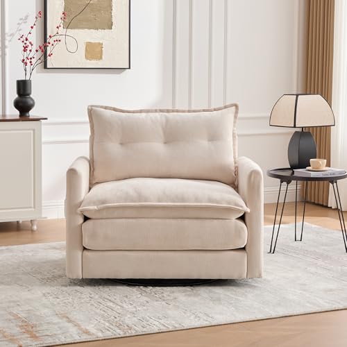 360 Swivel Accent Barrel Chair with Storage Ottoman & Headrest