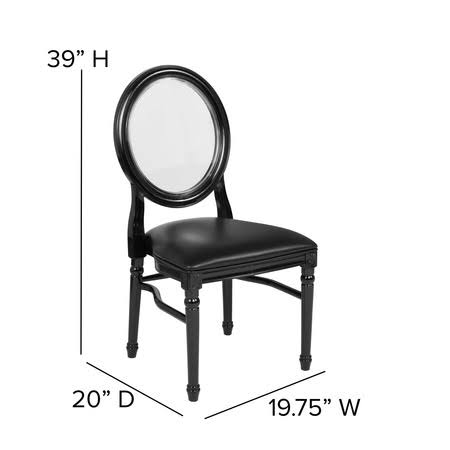 Flash Furniture 2 Pk. Hercules Series 900 lb. Capacity King Louis Chair with Transparent BACK, Black Vinyl Seat and Black Frame