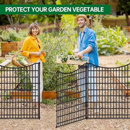 18 Panels No Dig Decorative Fence with Gate, 33 in(H) X 40.5 ft(L) Tall Garden Fence Animal Barrier, Rustproof Metal Wire Edging Border
