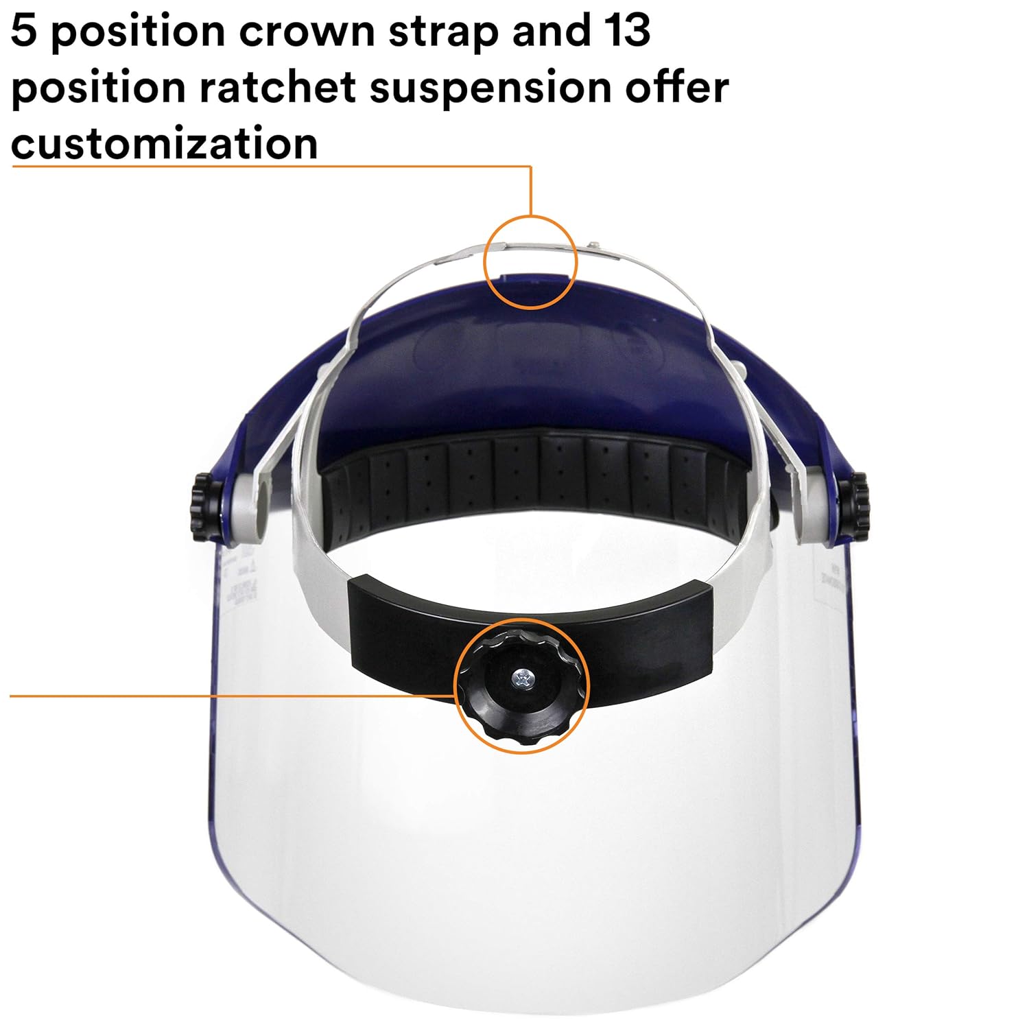 3M H8A Ratchet Headgear and Visor Combination with 3M WP96 Clear Polycarbonate Faceshield, Complete Headgear and Face Shield Safety System, ANSI Z87