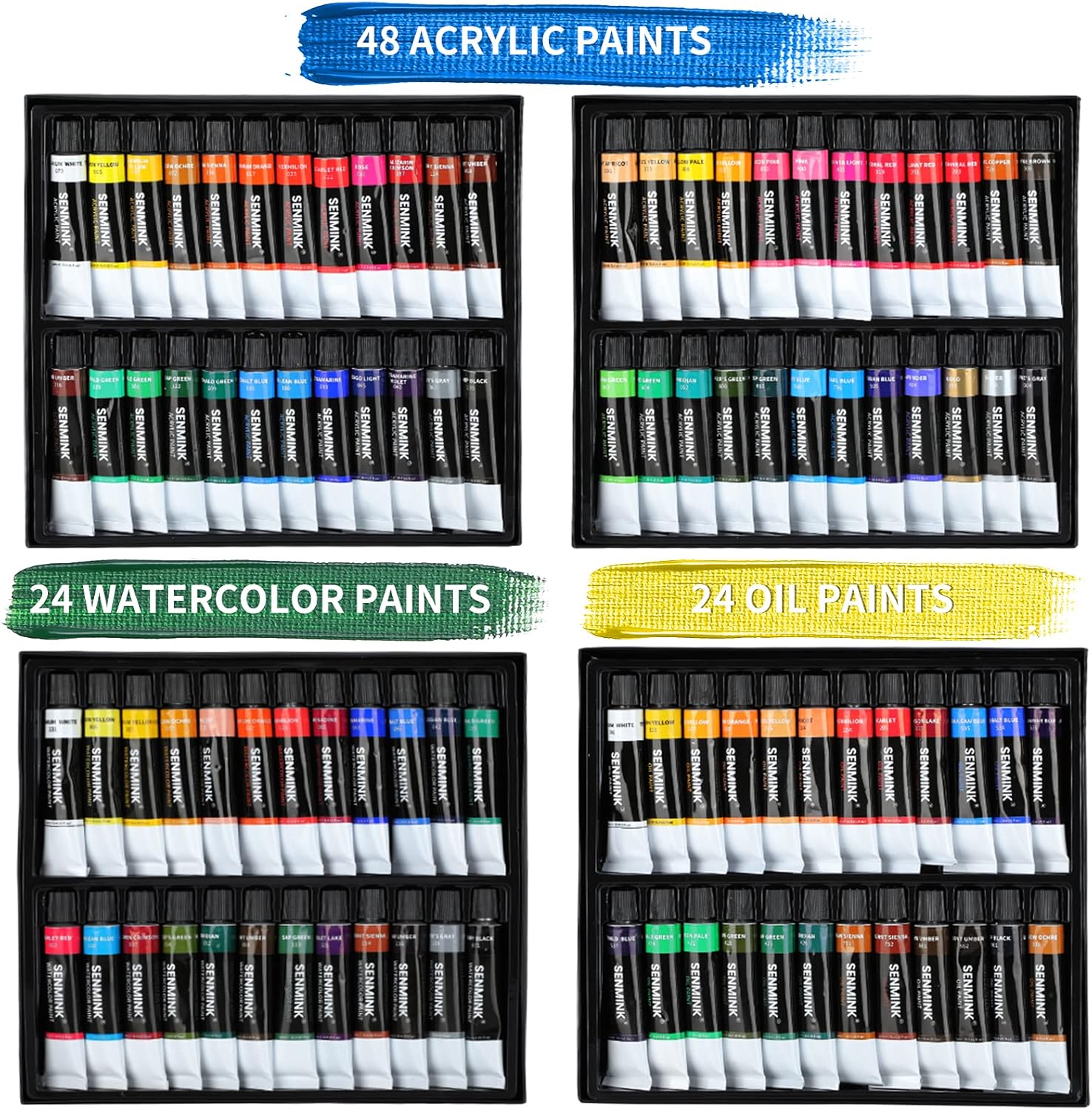 149Pcs Deluxe Artist Painting Set with Aluminum and Beech Wood Easel, 48 Colors Acrylic Paints, 24 Colors Oil Paints, 24 Colors Watercolor Paints