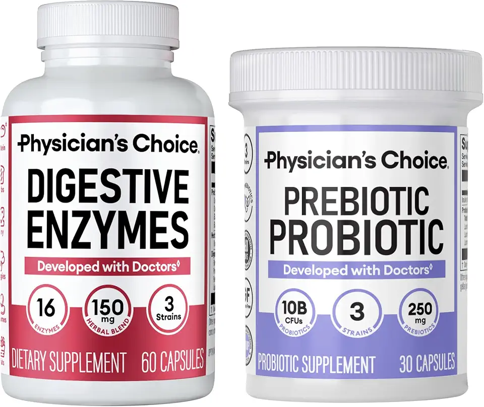 Physician's CHOICE Prebiotic-Probiotic + Digestive Multi-enzymes 60CT - Digestive Health Bundle - Kansas Nuitrition - HNZSDS