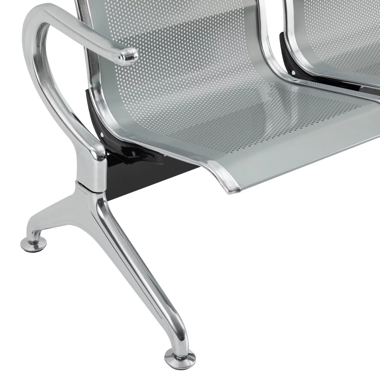 Aiqidi 3-Seat Waiting Room Chair with Arms Airport Reception Bench Guest Chair for Office Business Hospital Bank Market Silver