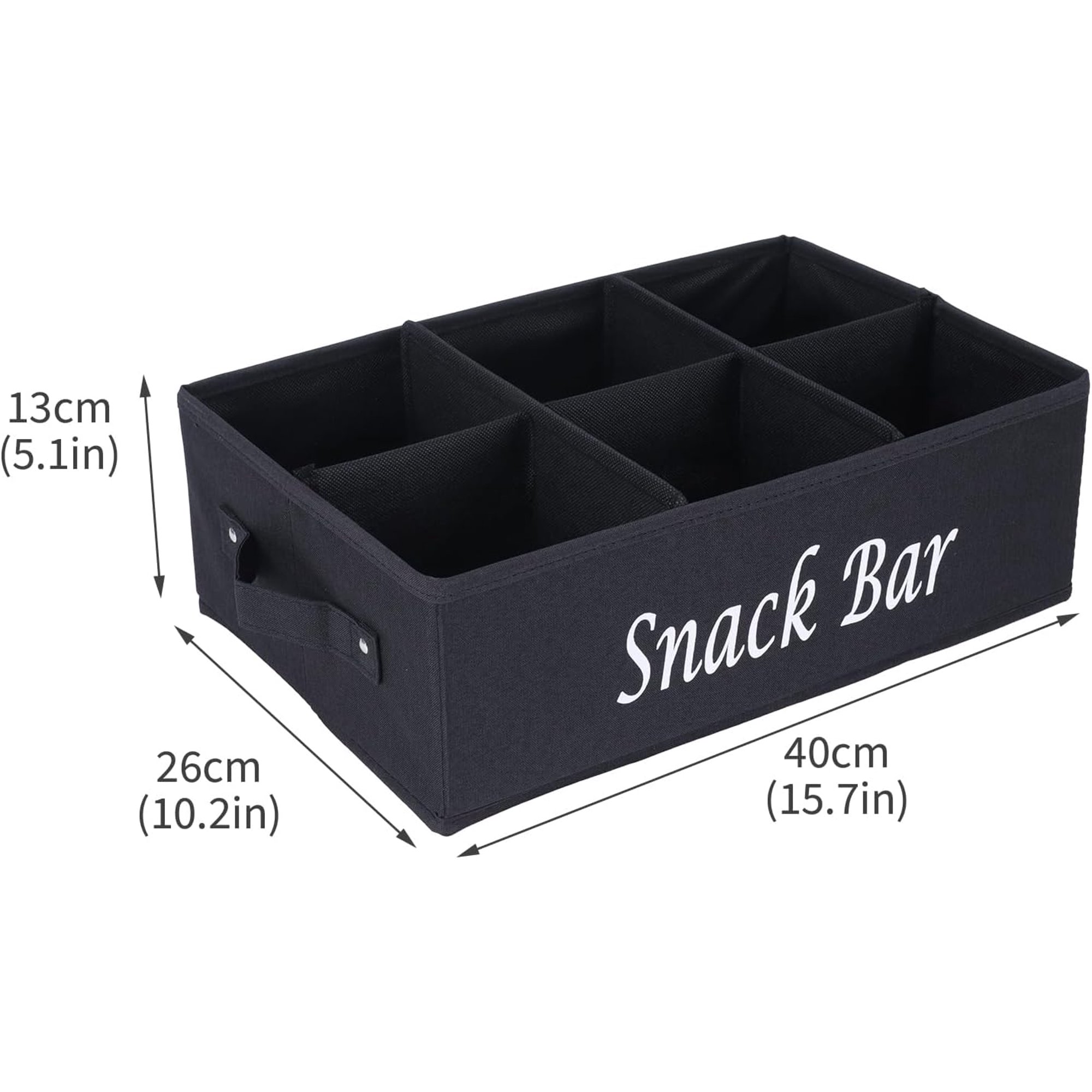 Snack Organizer for Countertop, Fabric Snack Organizer with Handles, 6 Compartment Snack Container Candy Storage, Foldable Snack Basket Tray
