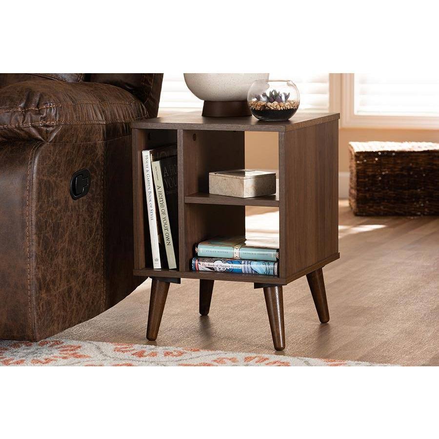 Baxton Studio Sami Mid-Century Modern Finished Wood End Table Walnut