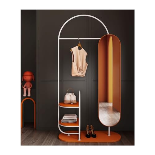 Full Length Mirror with Stand Floor-Standing Bedroom Coat Rack with Rotating Dressing Mirror Integrated Italian-Style Coat Rack at The Door Vertical