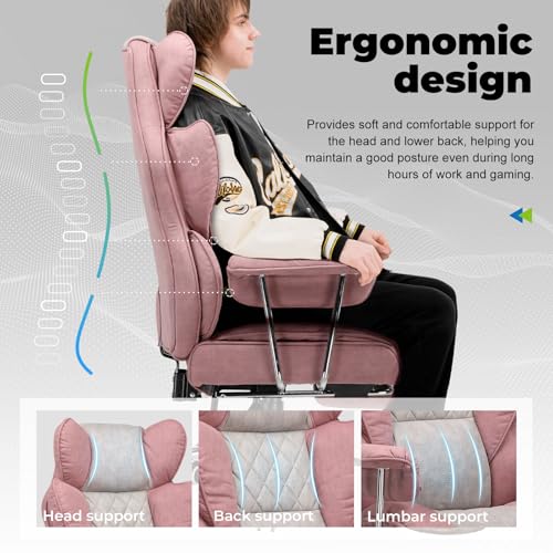 COMHOMA Big and Tall Office Chair, High Back Leather Gaming Chair with Footrest