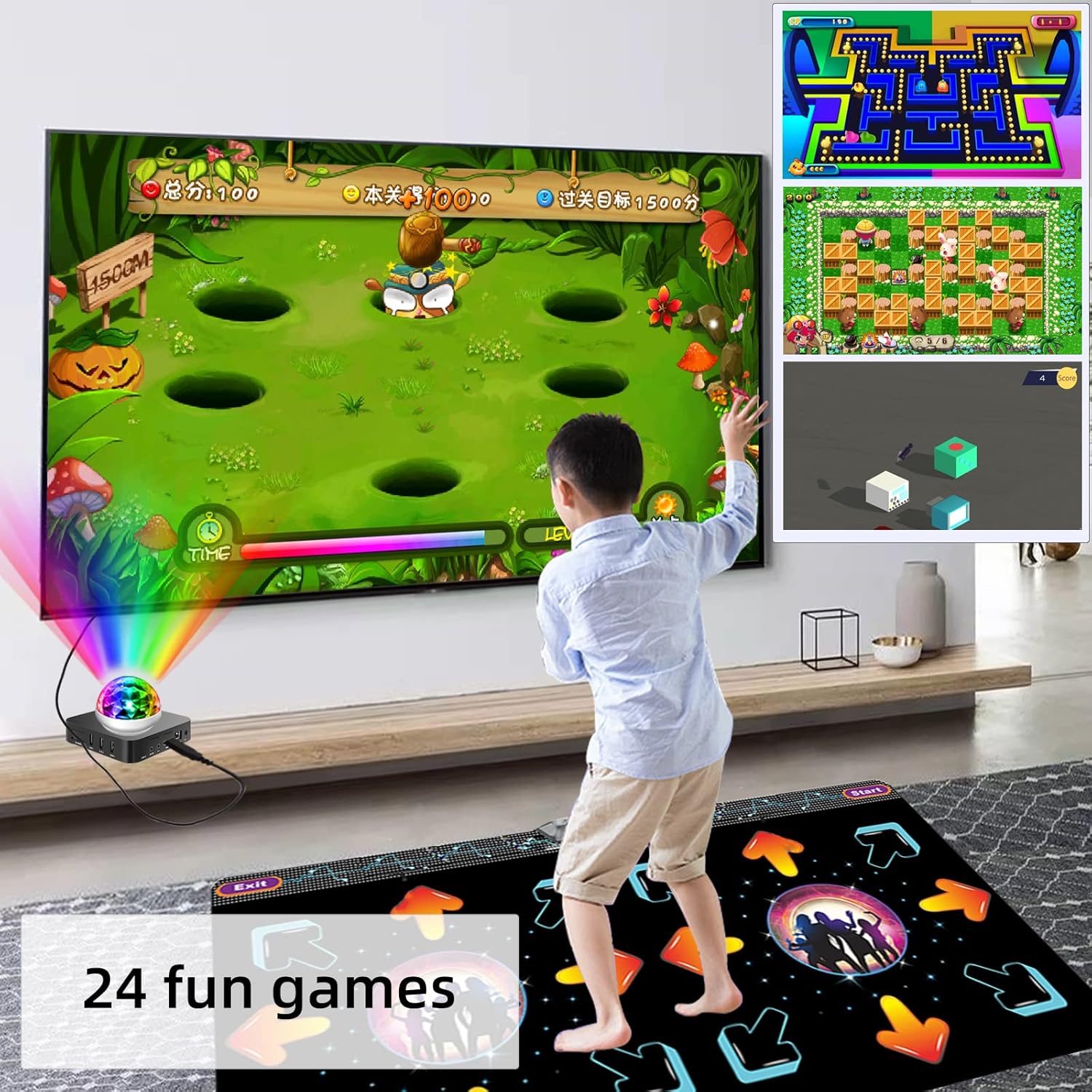 YRPRSODF Double Dance Mat for Kids and Adults, TV/ PC HDMI Electronic Dancing Step Pad with Games, Music, Fitness,3D Somatosensory& Cartoon Mode