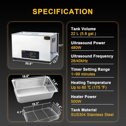 3L Ultrasonic Cleaner, One-Touch Cleaning, Heating, Dual-Frequency, Sweep Frequency, Touch Ultrasonic Cleaning Machine for Labs,Carburetor,Jewelry