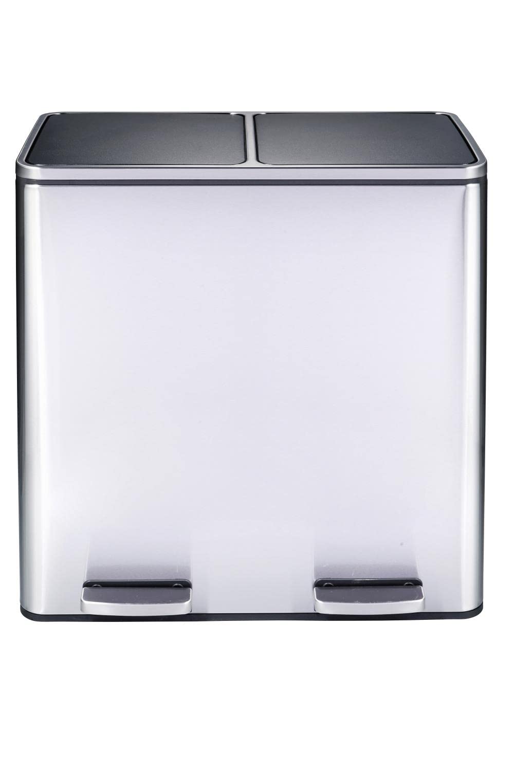 Heim Concept HC-961049-SILVER Heim Concept Stainless Steel 60L Stainless Steel Dual Compartment Trash Can - Matt Silver - Smart Home Appliances