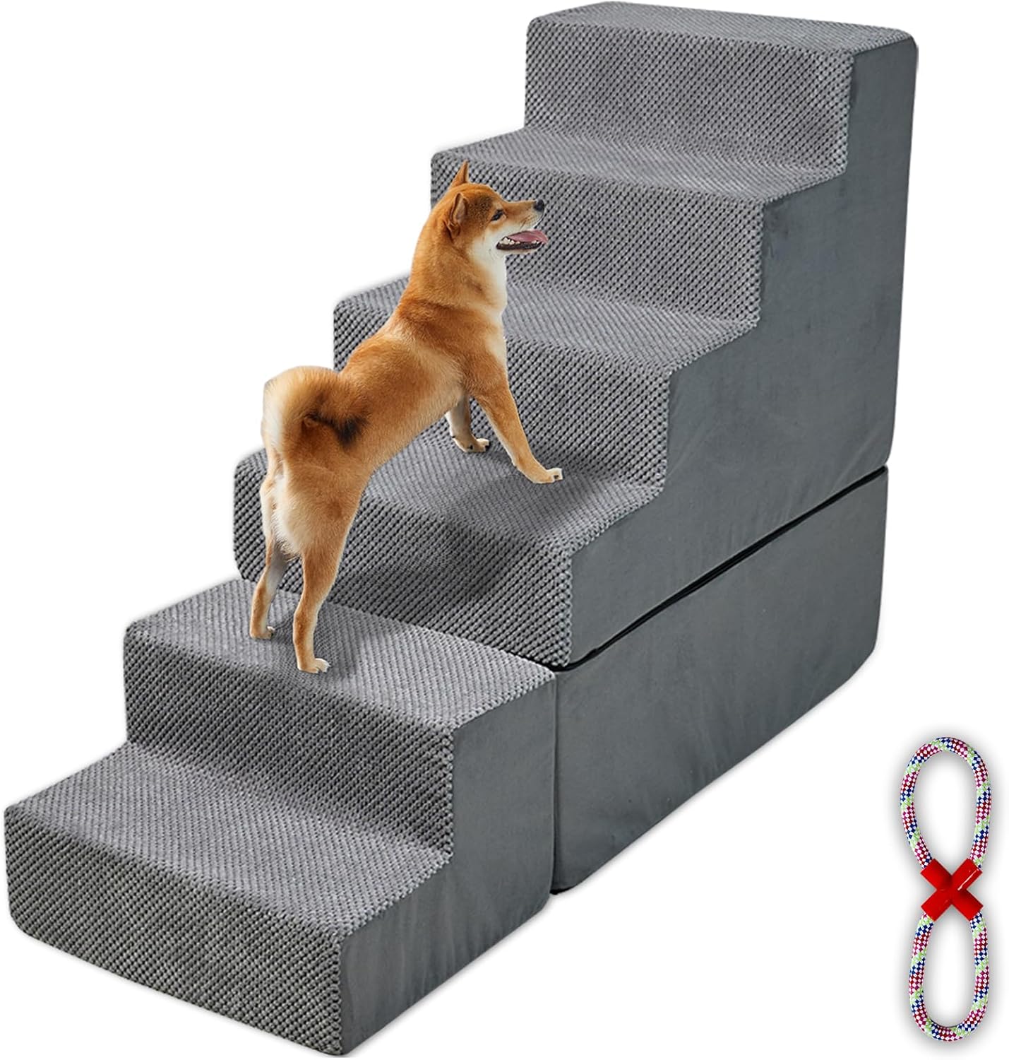 Dog Stpes for High Beds 30 inches High Bedside, Foam Dog Stairs&Dog Steps for High Beds 30-36” Tall for Small Dogs Injured, Doggie, Old Cats, Kitty