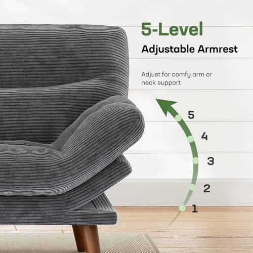Marsail Futon Sofa Bed, Futon Couch with Adjustable Backrest & Armrests, Convertible Small Sleeper Sofa Bed for Small Apartments, Study Room, Office