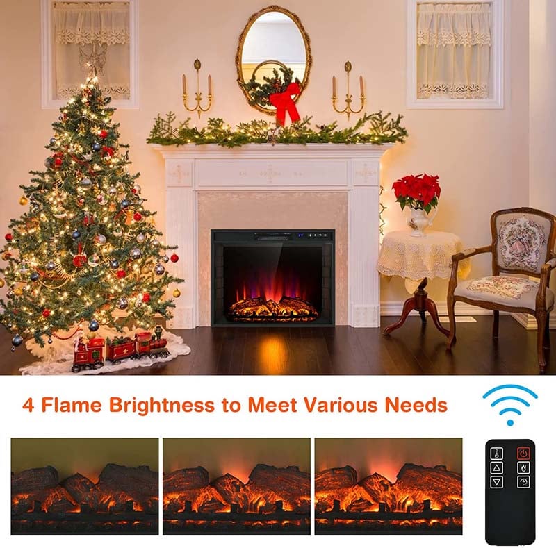 26′′ 1500W Electric Fireplace Insert, Recessed Electric Fireplace Heater with Adjustable Flame Effect