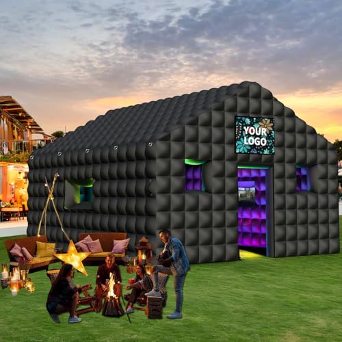 Inflatable Nightclub 20x16.5x12 Ft, Large White Inflatable Party Club Tent for Adults Birthday Backyard Wedding Rental, 2 Doors and Logo Area