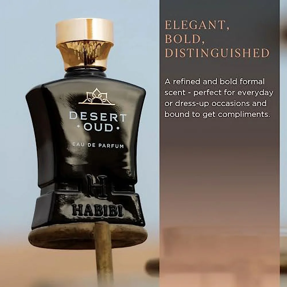 H HABIBI Desert Oud Arabian Fragrance for Men - Floral, Woody, Patchouli Cologne for Men - Warm, Sweet & Spicy Niche Eau de Parfum Men