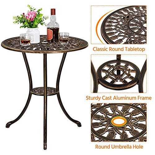 Yaheetech Patio Bistro Sets 3 Piece Cast Aluminum Bistro Table and Chairs Set