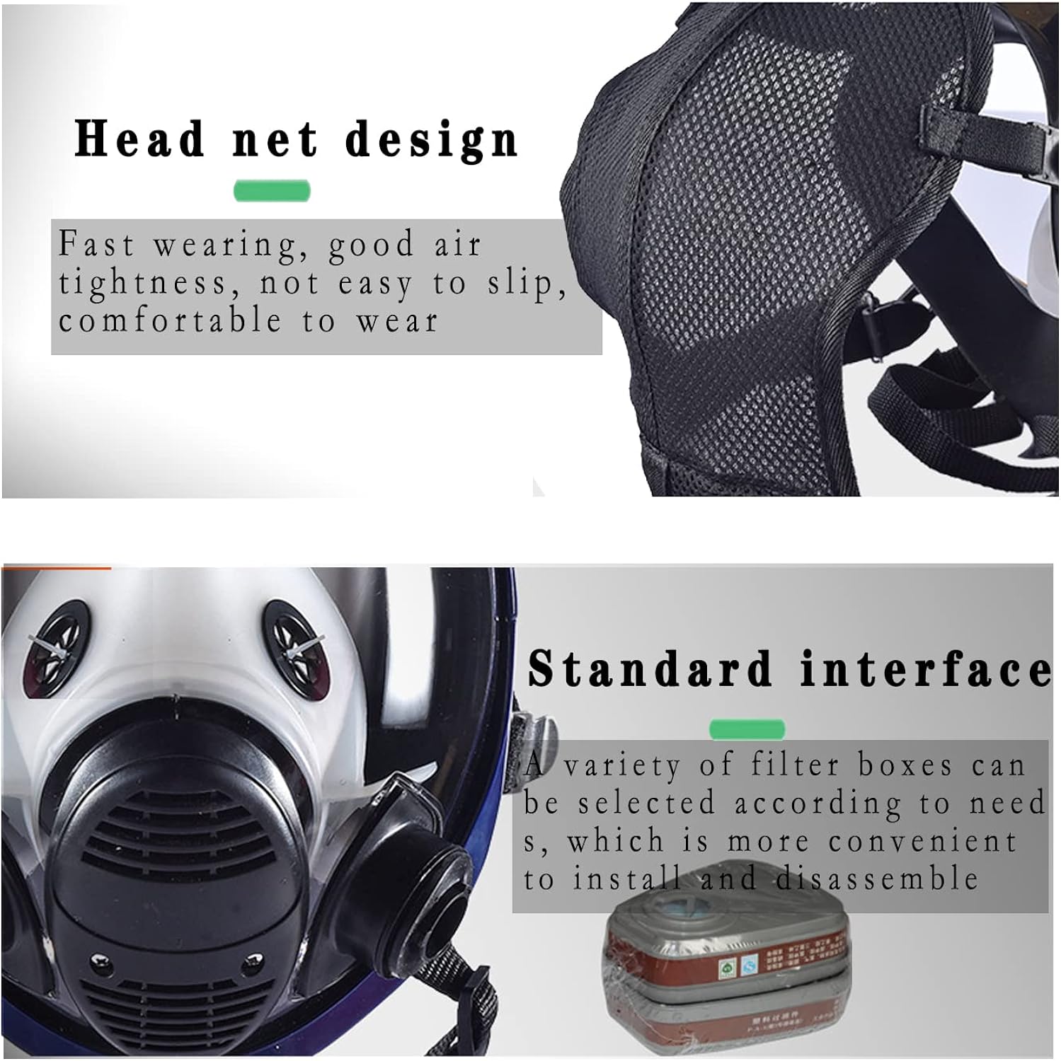 19 IN 1 Full Face Respirator Reusable Full Face Wide Field of View For Gas Respirator Painting Welding Woodworking Other Work Protection