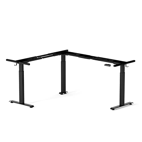 FEZIBO Triple Motor L Shaped Standing Desk Frame Height Adjustable, Electric Standing Desk Legs for 55 Inches to 75 Inches Desk Tops