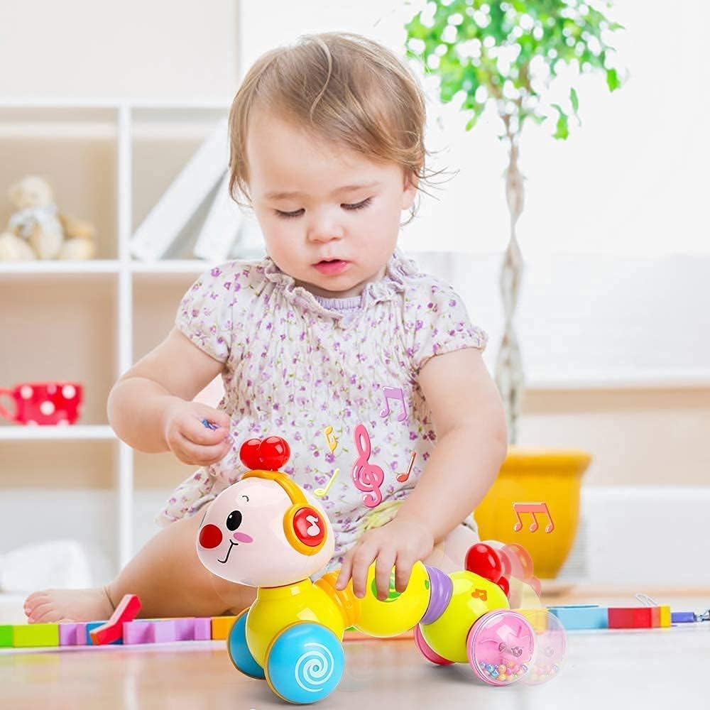 BABYFUNY Baby Learning Toys 6 to 12 Months - Press and Go Baby Crawling Toys - Light up Music 6 Month Toys - Baby Toys 12-18 Months