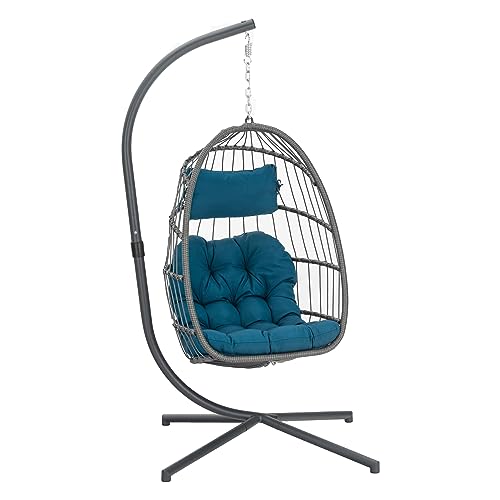 Yechen Hanging Egg Chair with Stand and Footrest for Indoor Outdoor