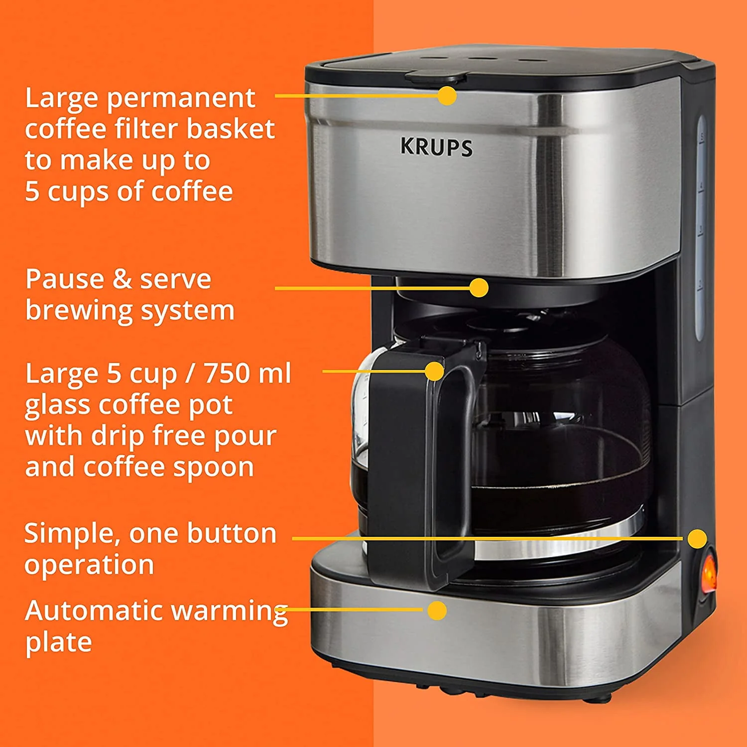 KRUPS Simply Brew Drip Coffee Maker, 14 Cups