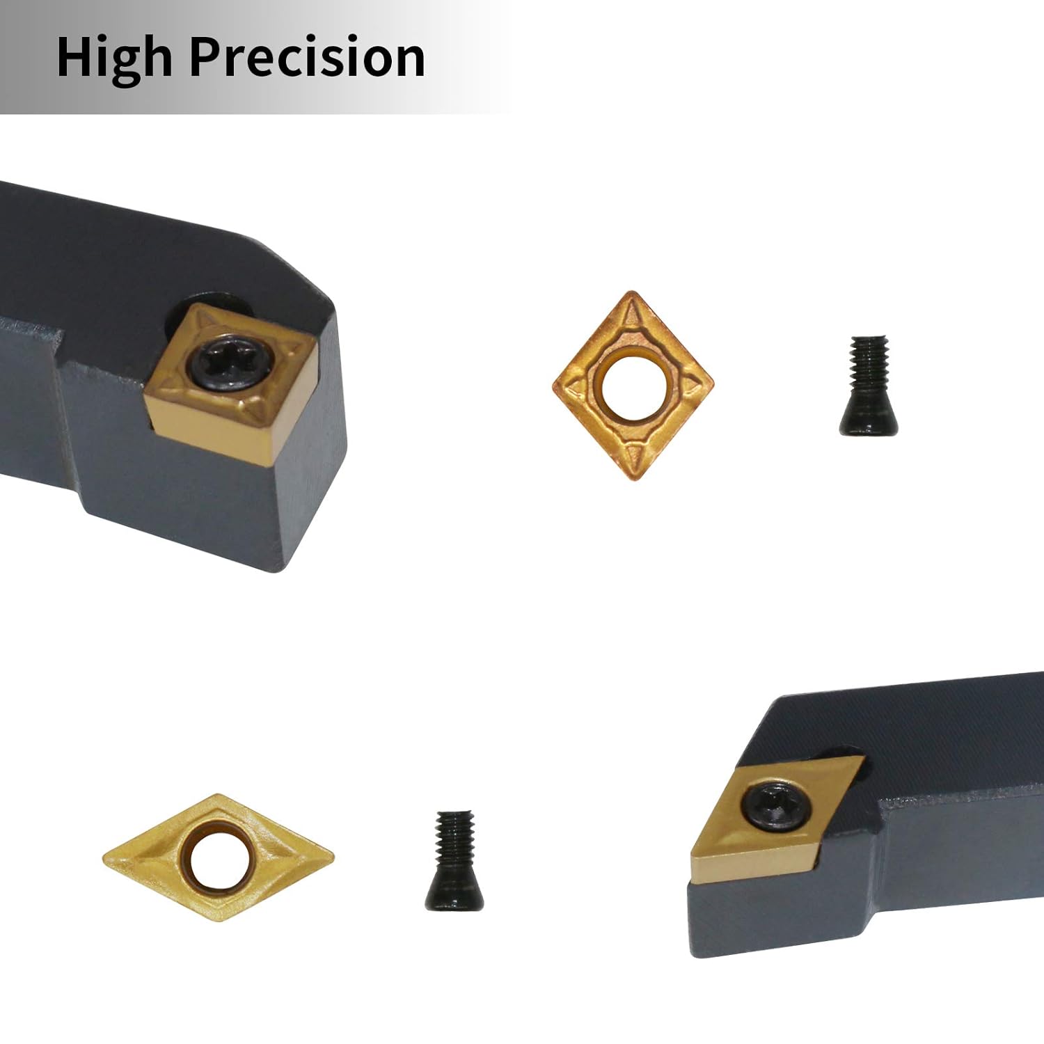 Indexable Lathe Turning Tool,1/2'' Shank 7 Pieces Carbide Turning Tool Set,Metal Lathe Tools Holder with Portable Case
