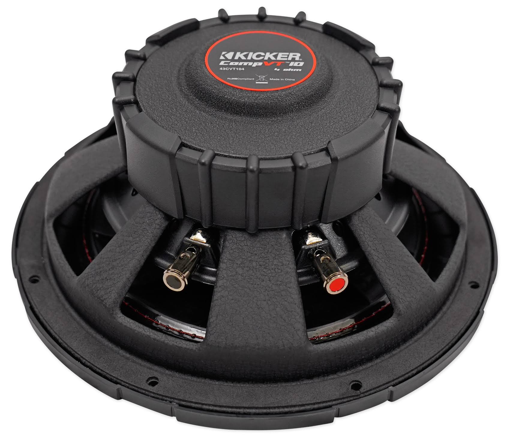 Kicker 43CVT104 CompVT 800W 10x22 Shallow Slim Car/Truck Subwoofer+Sealed Sub Box