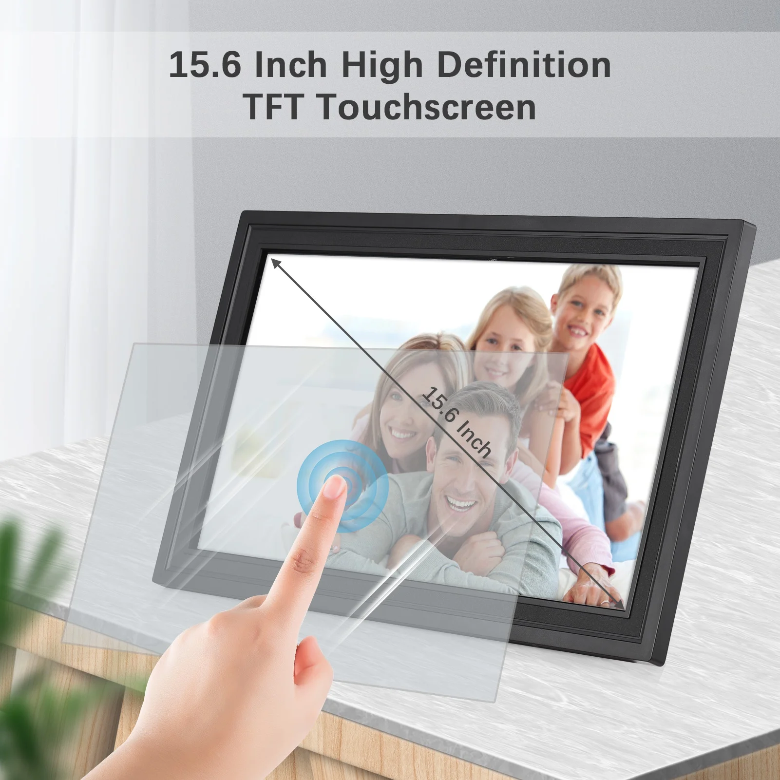 Anself WiFi Digital Photo Frame 15.6-Inch TFT Screen 16GB Storage Auto Rotation