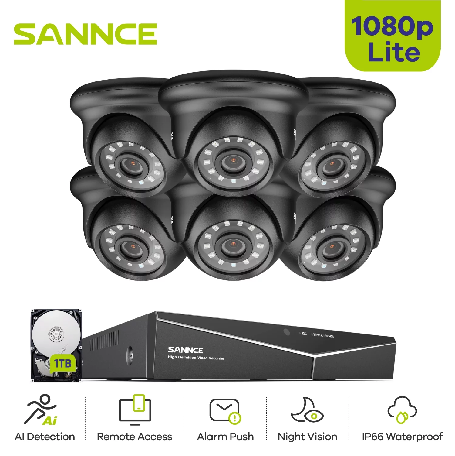 SANNCE 8CH 1080P HD CCTV System 6pcs 1080P Outdoor IR Security Camera 8 Channels Video Surveillance DVR Kits with 1TB HDD - Curated Treasures Market