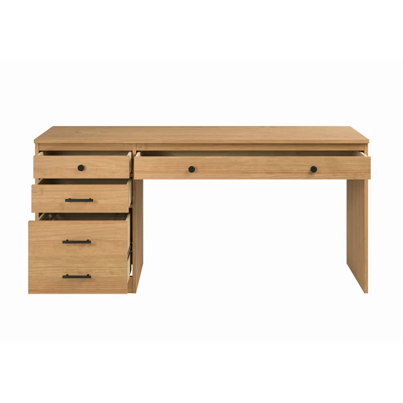Linon Cody Wood Desk with File Cabinet in Natural