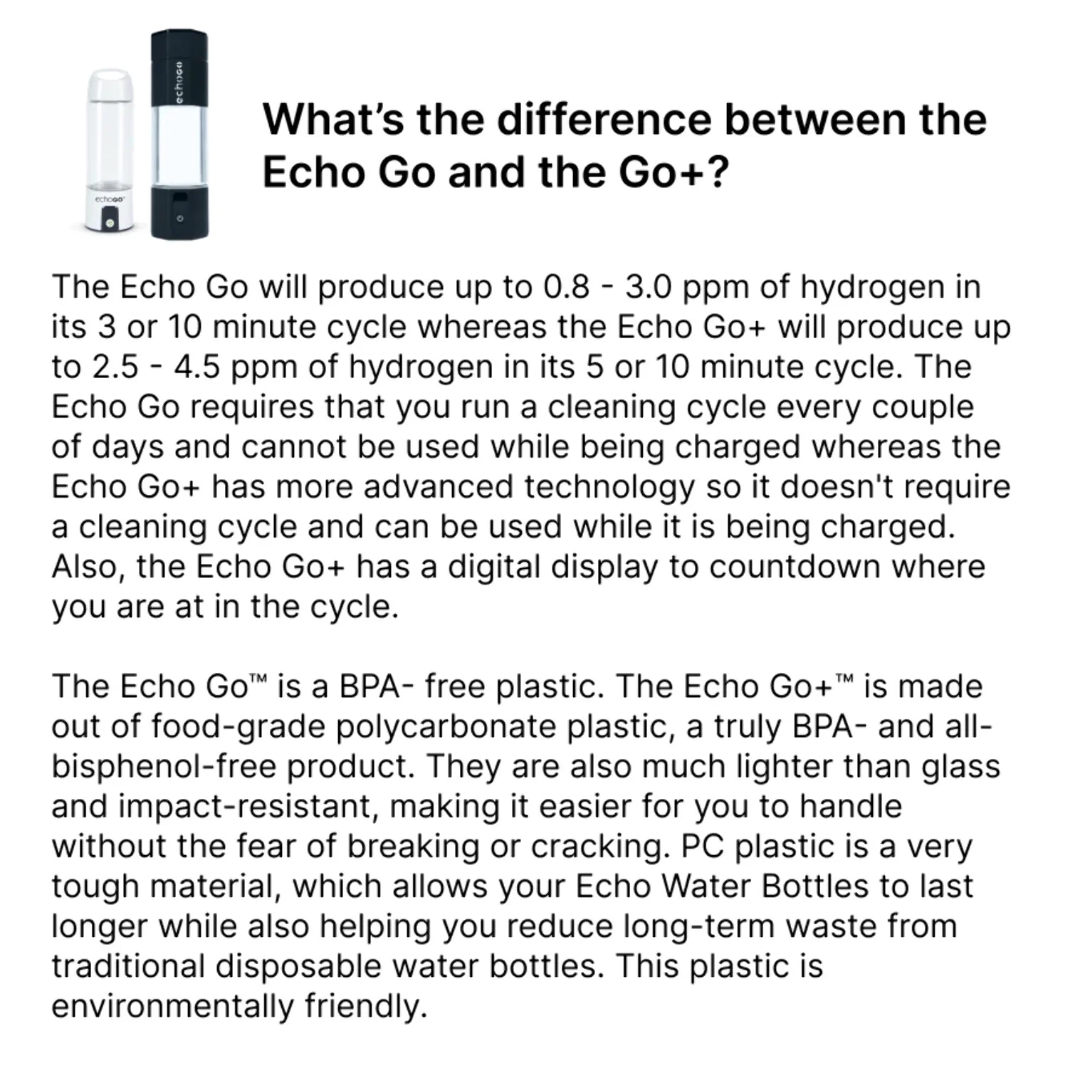 Echo Go+ Hydrogen Water Bottle - Radiant Selections