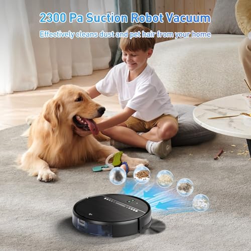 Robot Vacuum and Mop Combo, 2-in-1 Mopping Robot Vacuum Cleaner with 2300Pa Suction, 2.87'' Slim Design, Wi-Fi/App/Voice Control