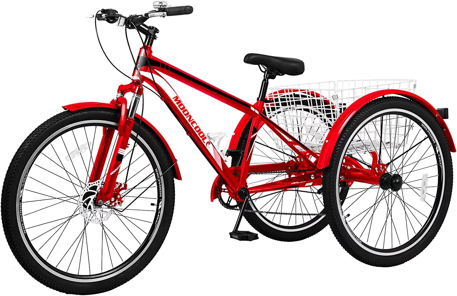 ABORON Mountain Tricycle for Adults, 3 Wheeled 7-Speed Mountain Tricycle 24/26/27.5 inch Men's Women's Tricycles Cruiser Bike with Cargo Basket