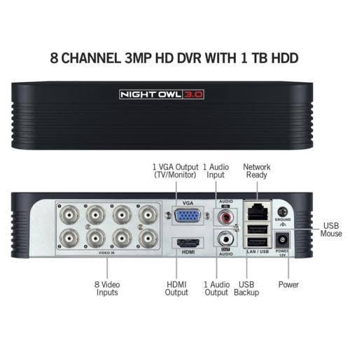 Night Owl 8 Channel 3MP Extreme HD Video Security DVR with 1 TB HDD and 6 x 3MP Wired Infrared Cameras