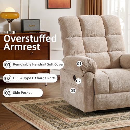 Oversized Power Lift Recliner Chair with Massage and Heat for Elderly, 26" Extra Wide Lift Chair for Big and Tall