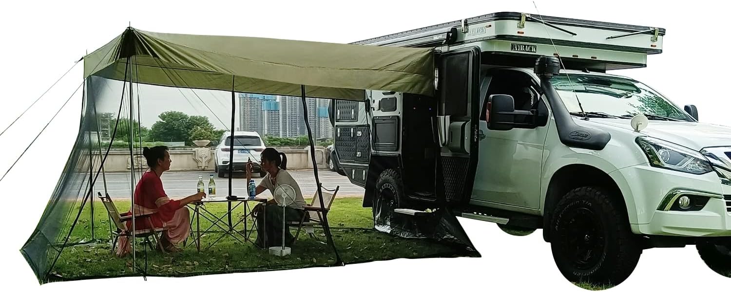 Travel Bird Car Rear Tent Awning Sun Shelter Portable Tent with Mosquito Net, SUV Waterproof Tents for Camping Outdoor Tent Hiking Travel